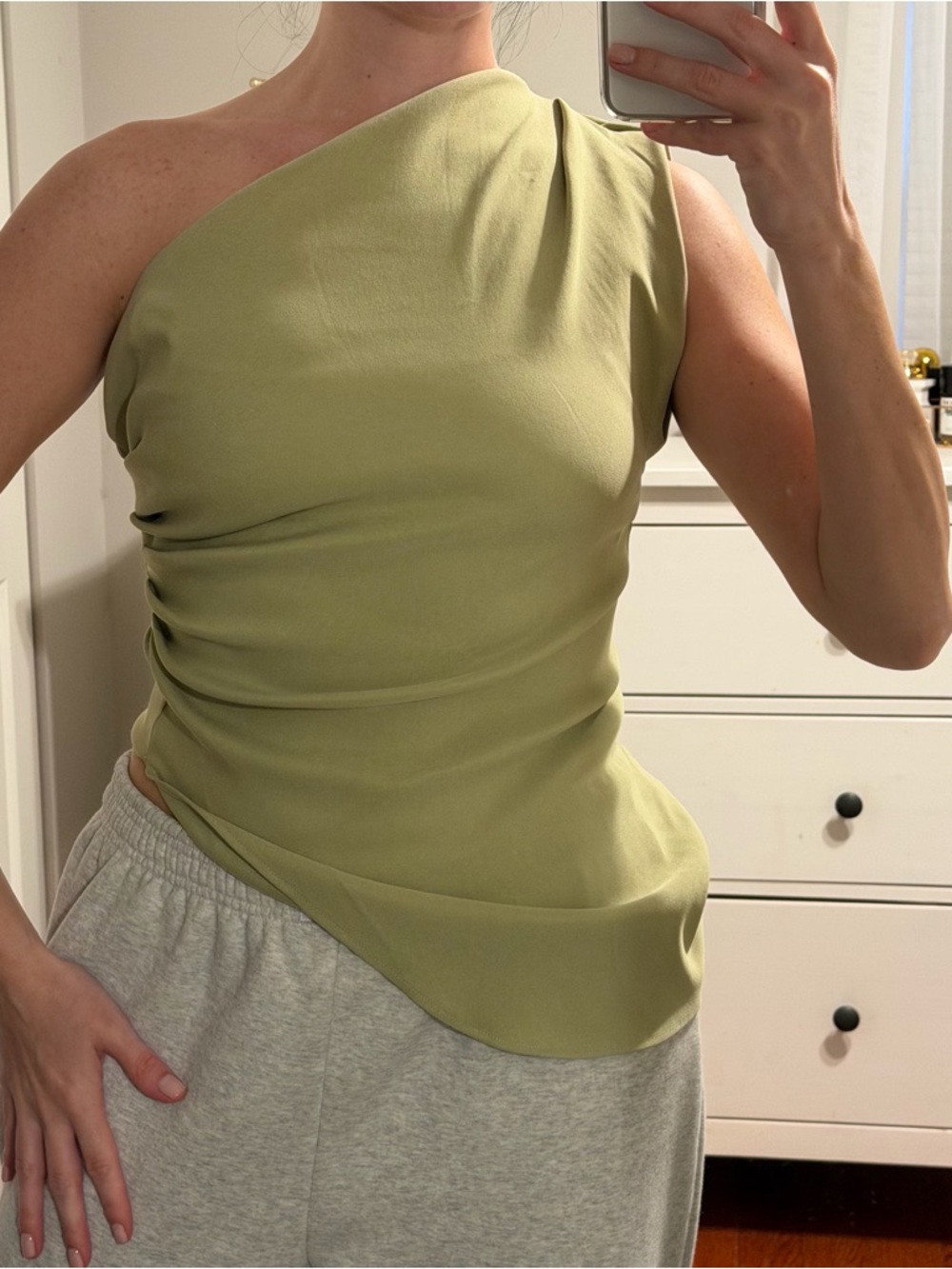 Zara Asymmetric Top Light Khaki